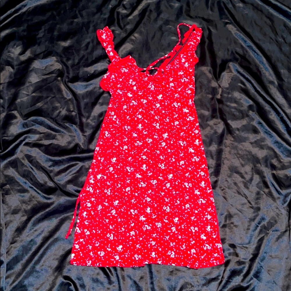 Red floral dress